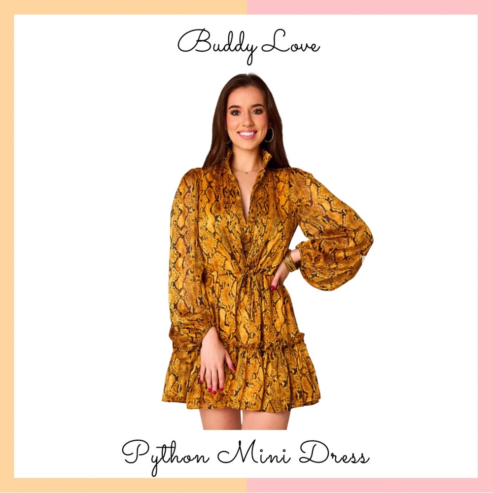 Buddy Love Python Mini Dress - Yellow - image 1
